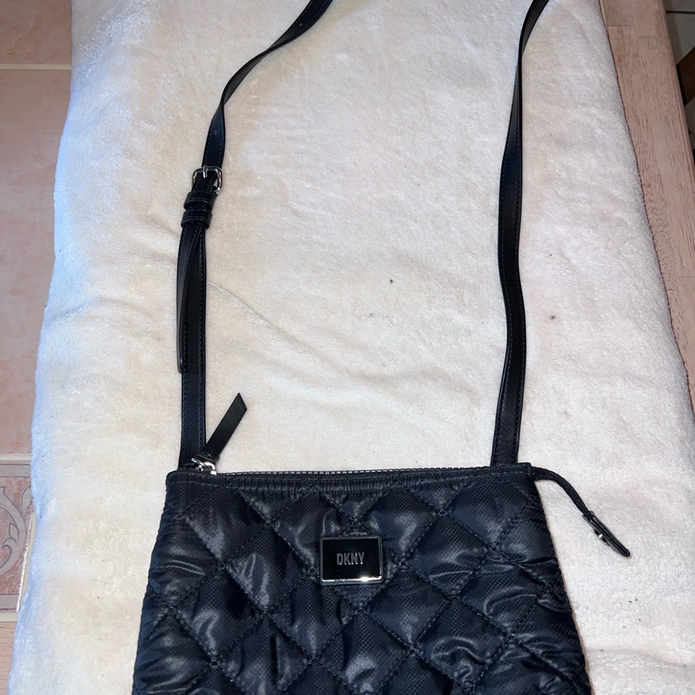 DKNY Black Geometric Quilted Crossbody Bag